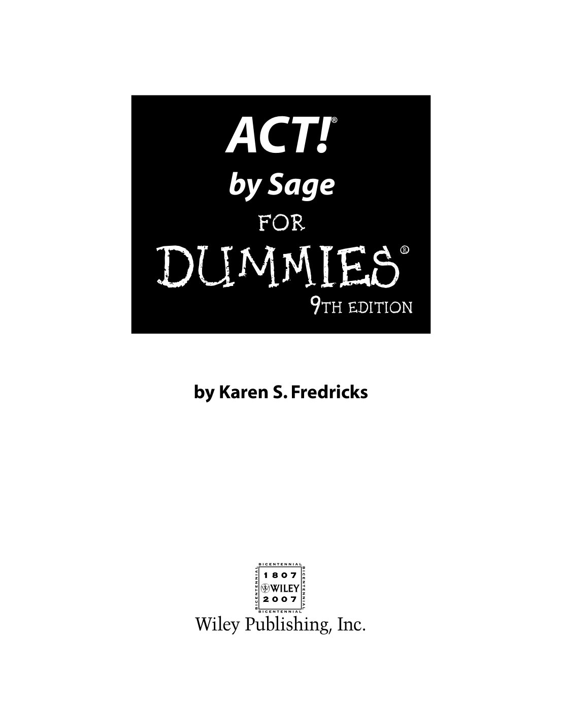 ACT! by Sage For Dummies cover